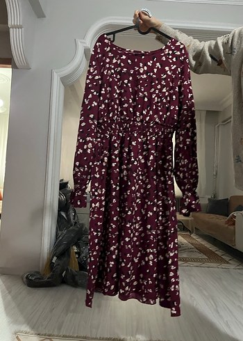 Bordo Uzun Kollu Bağlamalı Uzun Elbise - Görsel 3