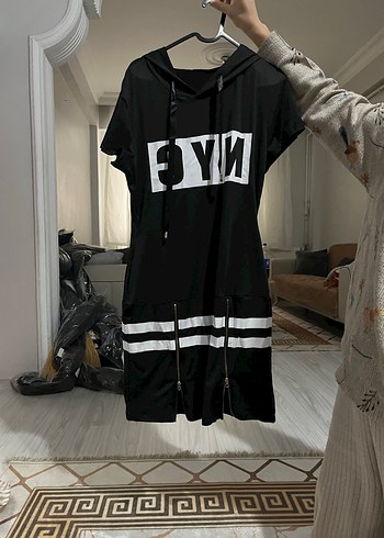 Siyah Midi Spor Tarz Kadın Elbise - Görsel 2