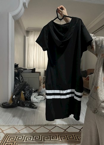 Siyah Midi Spor Tarz Kadın Elbise - Görsel 3