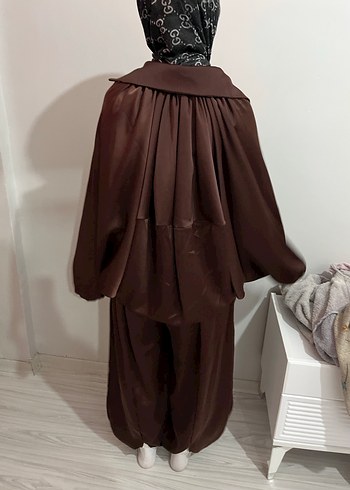 Kadın Kahverengi Salaş Uzun Kumaş Pantolon - Görsel 5