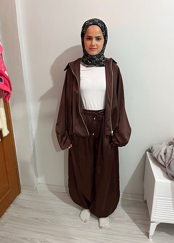 Kadın Kahverengi Salaş Uzun Kumaş Pantolon - Görsel 4