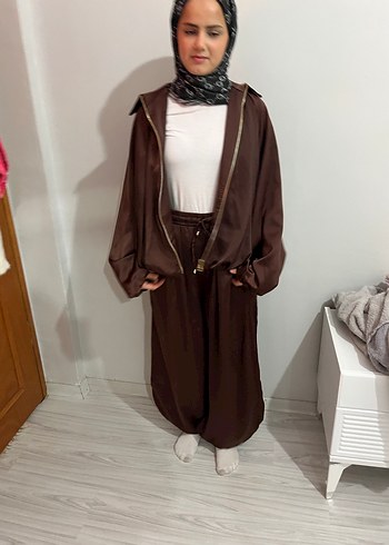 Kadın Kahverengi Salaş Uzun Kumaş Pantolon - Görsel 2