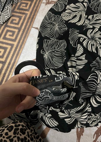 Desenli Siyah V Yaka Uzun Bohem Elbise - Görsel 4