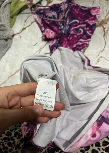 Mor Desenli Salaş Uzun Elbise - Görsel 3