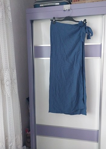 Kadın Mavi Uzun Salaş Pareo - Görsel 4