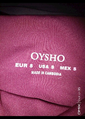 Oysho Bordo Kadin Baskili Tayt Velcro Detayli