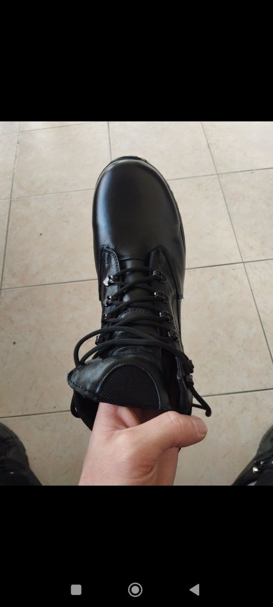 Siyah Bağcıklı Erkek deri  Bot - Görsel 2