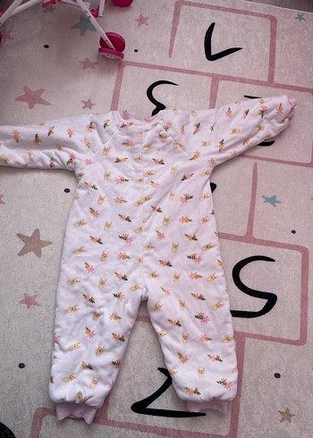 Beyaz Örgü Bebek Tulumu Yüksek Yaka - Görsel 2