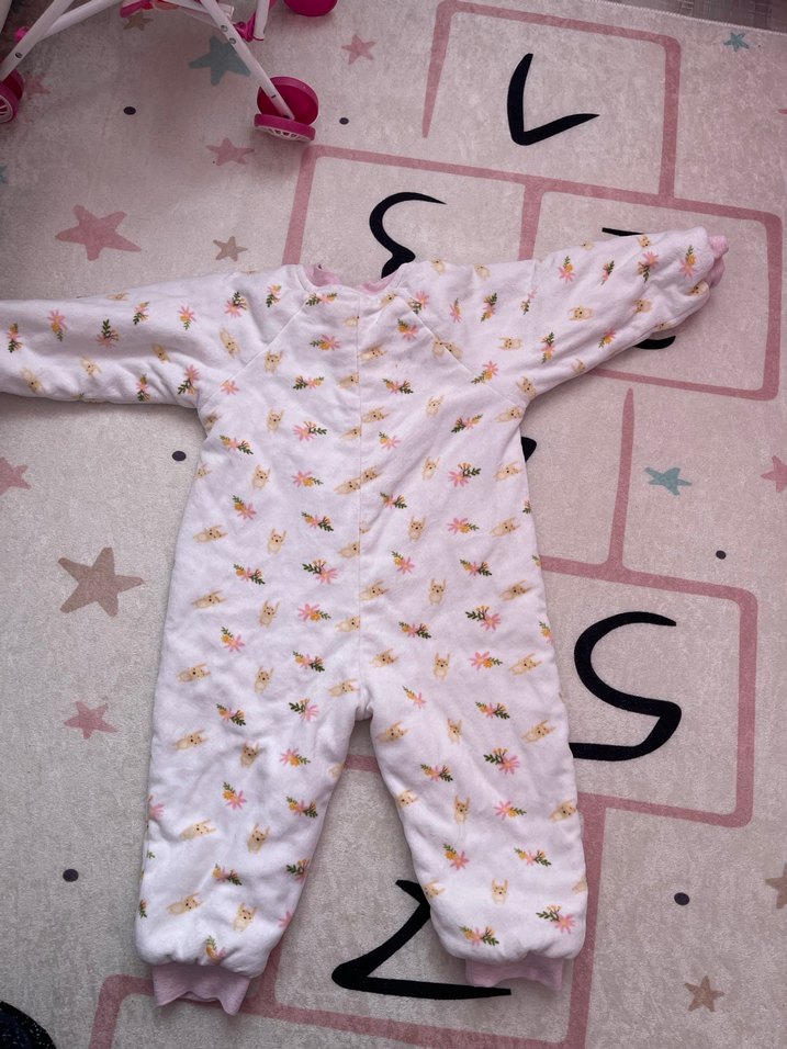 Beyaz Örgü Bebek Tulumu Yüksek Yaka - Görsel 2