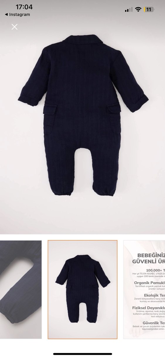 Düğmeli Lacivert Erkek Bebek Tulum - Görsel 2