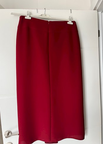 Kadın Kırmızı Pilili Uzun Etek - Görsel 2