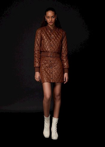 RUE kahverengi mini kapitone etek - Görsel 2