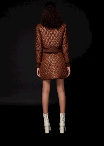 RUE kahverengi mini kapitone etek - Görsel 3