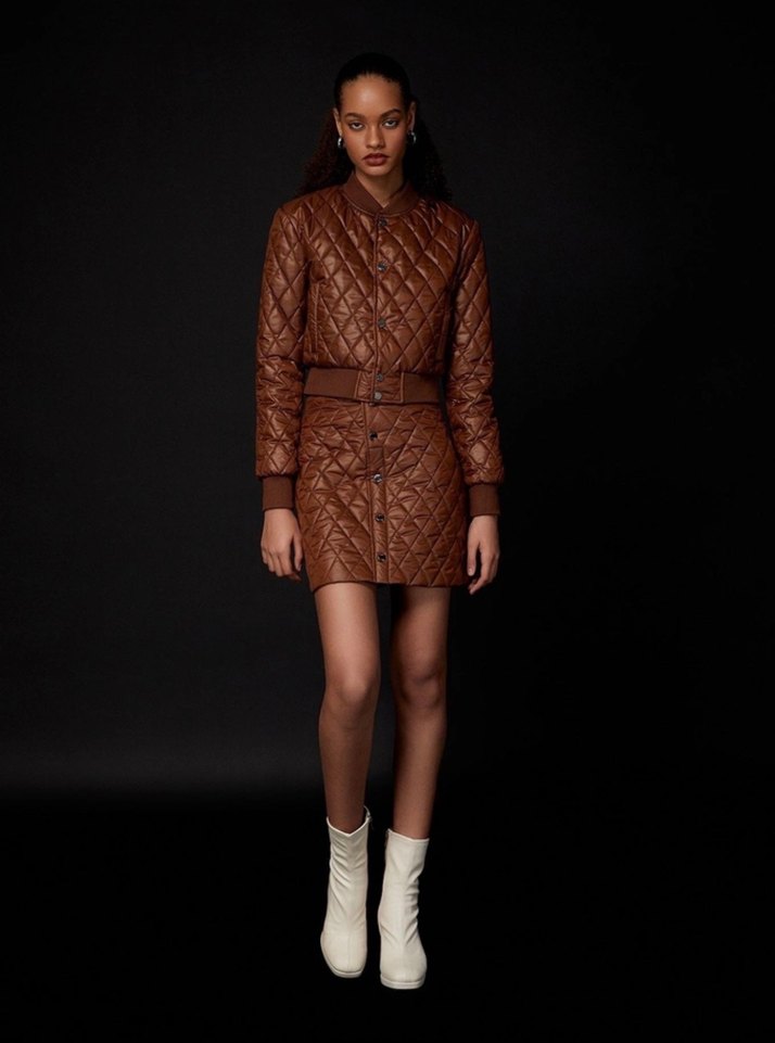 RUE kahverengi mini kapitone etek - Görsel 2