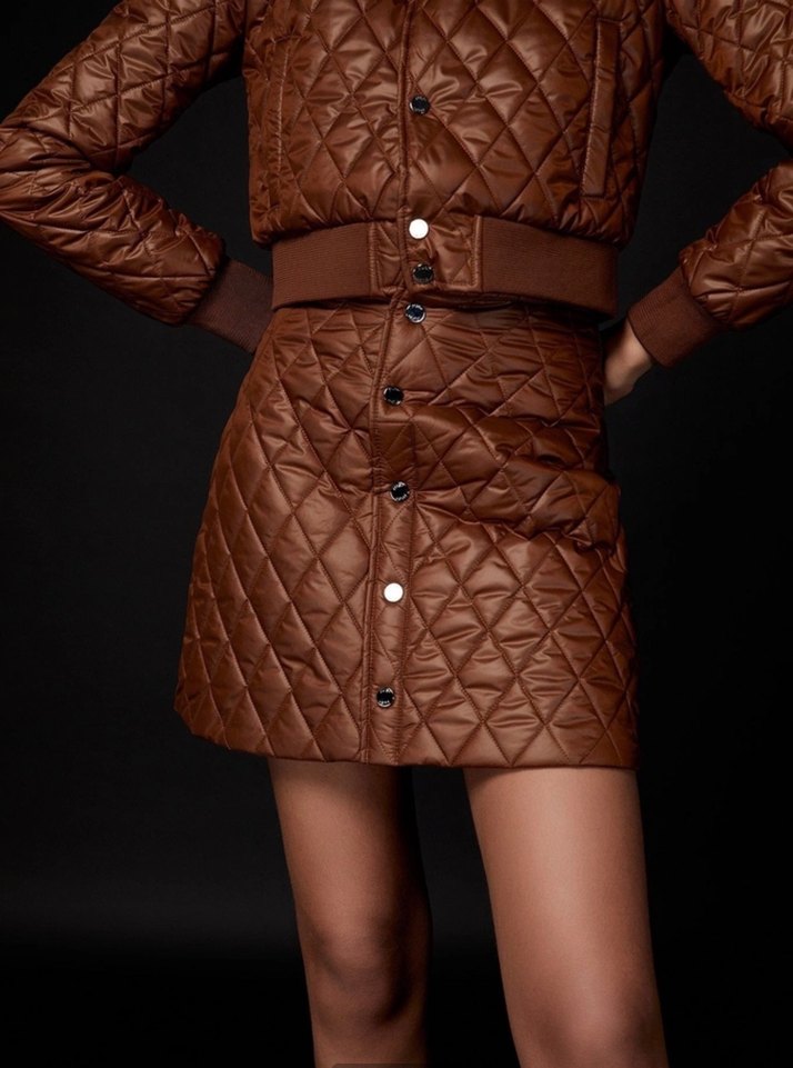 RUE kahverengi mini kapitone etek - Görsel 5