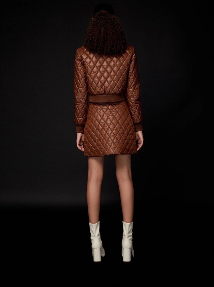 RUE kahverengi mini kapitone etek - Görsel 3