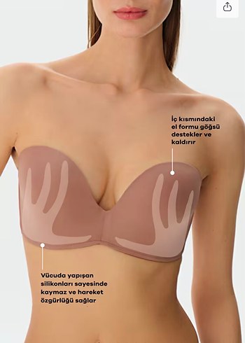 SUWEN 75B Kalıp Vizon Destekli Askısız Straplez Sütyen - Görsel 5