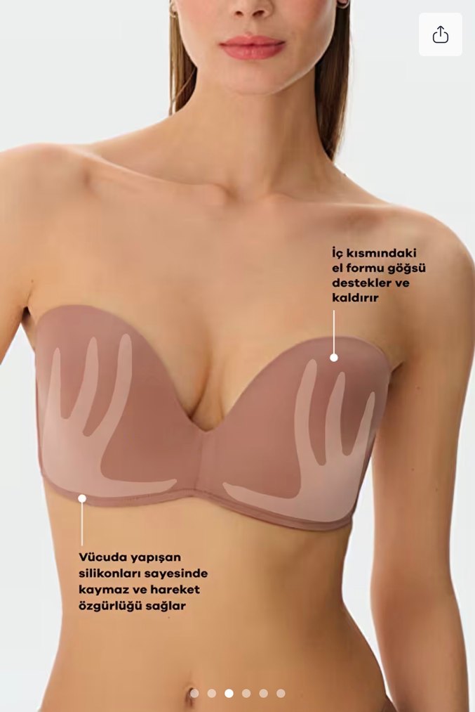 SUWEN 75B Kalıp Vizon Destekli Askısız Straplez Sütyen - Görsel 5