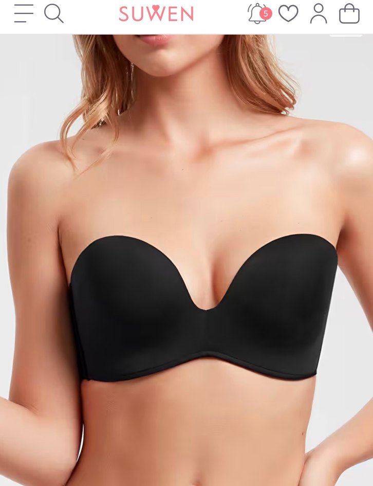 SUWEN 80C Kalıp Siyah Destekli Askısız Straplez Sütyen - Görsel 2