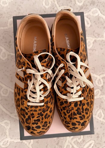 MARİNE Leopar Desenli Gerçek Deri Kadın Spor Ayakkabı - Görsel 3