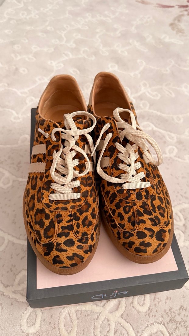 MARİNE Leopar Desenli Gerçek Deri Kadın Spor Ayakkabı - Görsel 2