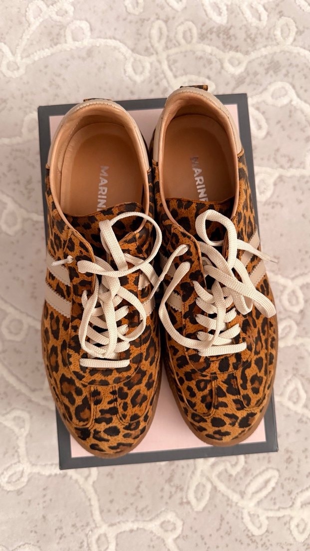 MARİNE Leopar Desenli Gerçek Deri Kadın Spor Ayakkabı - Görsel 3