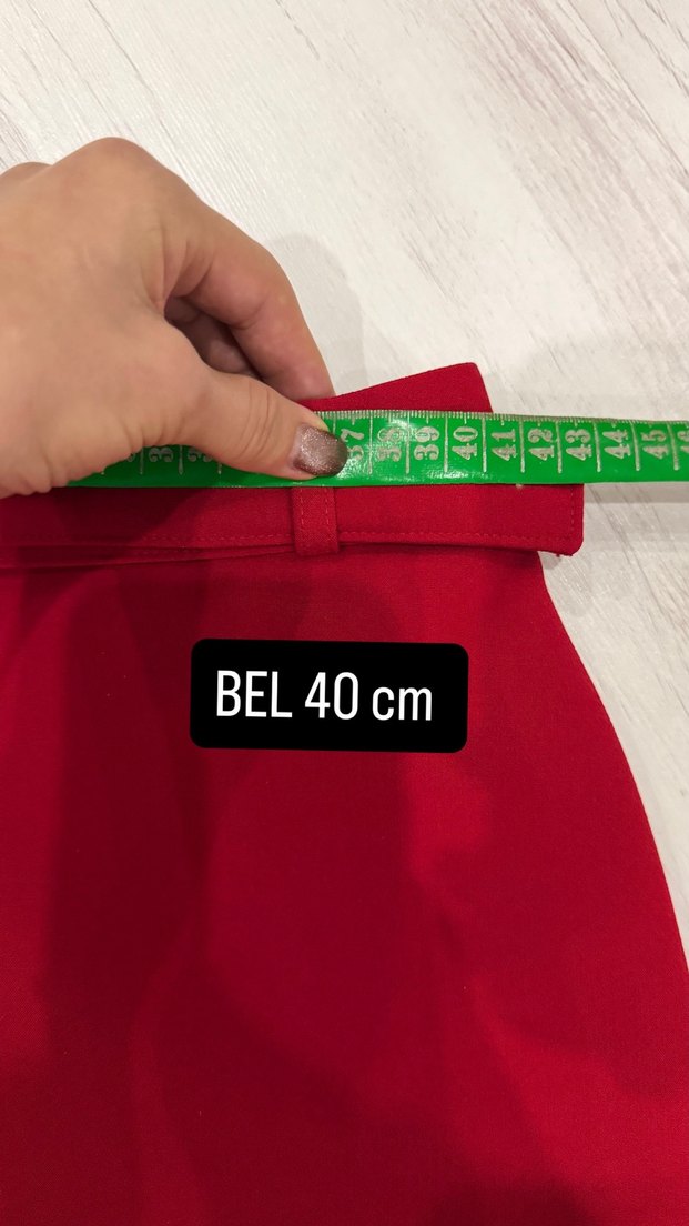 Kasha 2 Beden Kırmızı Kemerli Mini Etek - Görsel 4