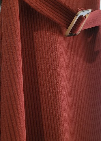 Bordo Uzun Kemerli Kadın Elbise - Görsel 2