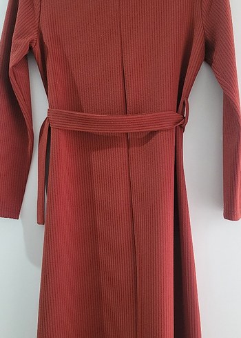 Bordo Uzun Kemerli Kadın Elbise - Görsel 3