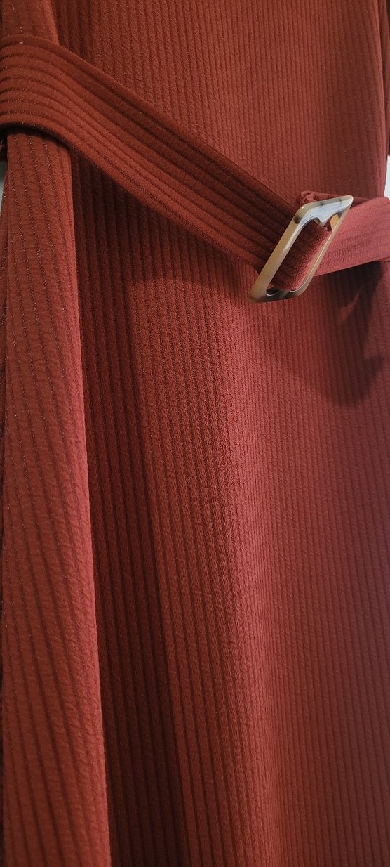 Bordo Uzun Kemerli Kadın Elbise - Görsel 2