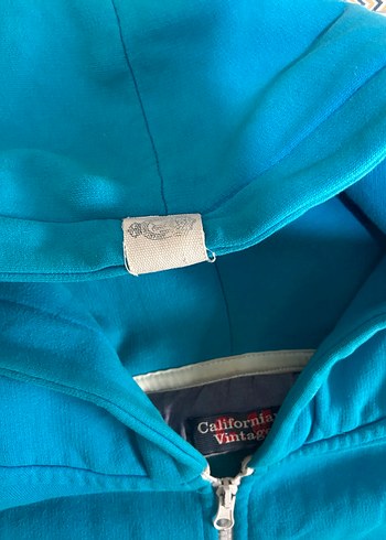 Erkek Kadın Mavi Kapüşonlu Fermuarlı Ceket - Görsel 4