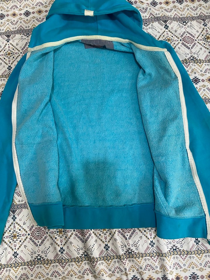 Erkek Kadın Mavi Kapüşonlu Fermuarlı Ceket - Görsel 2