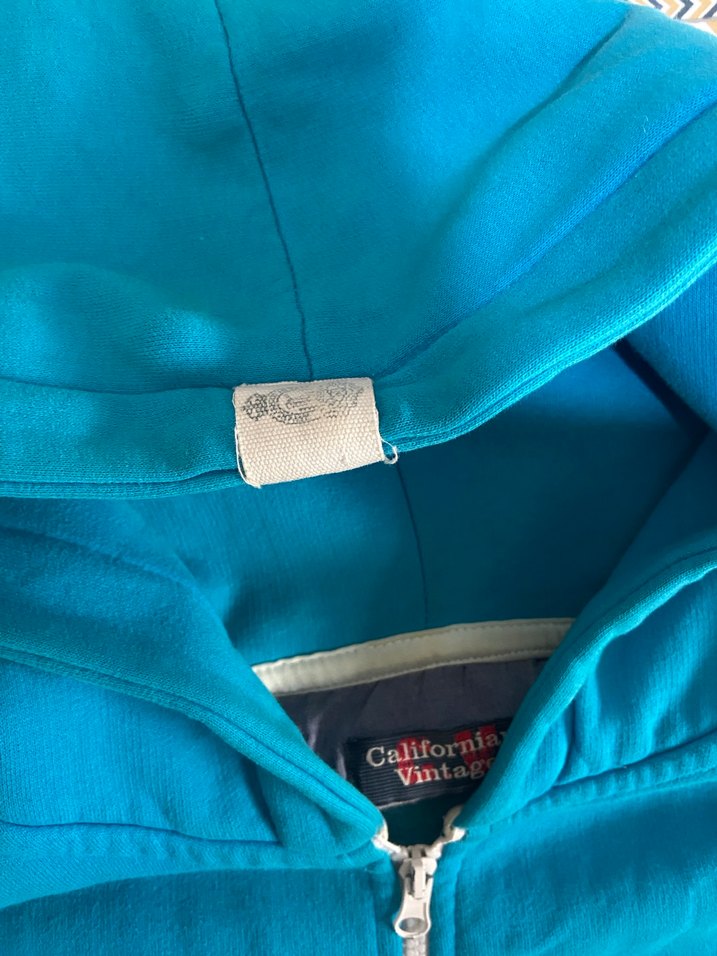 Erkek Kadın Mavi Kapüşonlu Fermuarlı Ceket - Görsel 4