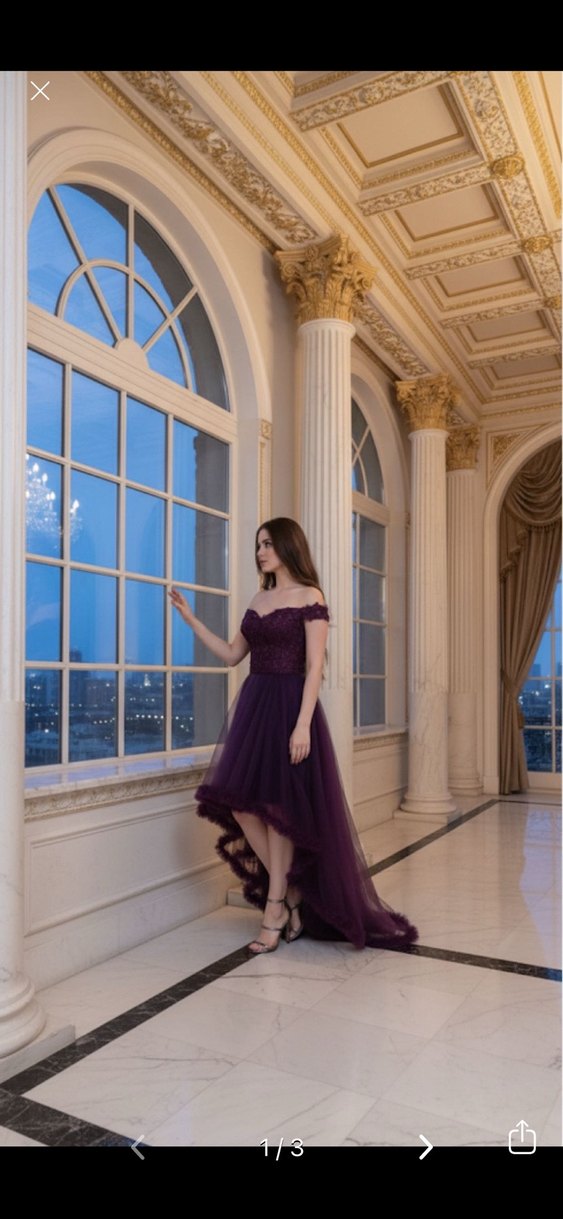 Kadın Mor Straplez Uzun Abiye Elbise - Görsel 4