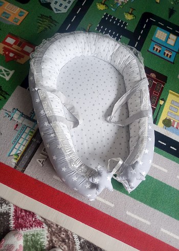 Beyaz Gri Yıldız Desenli Bebek Yatak Minderi - Görsel 3