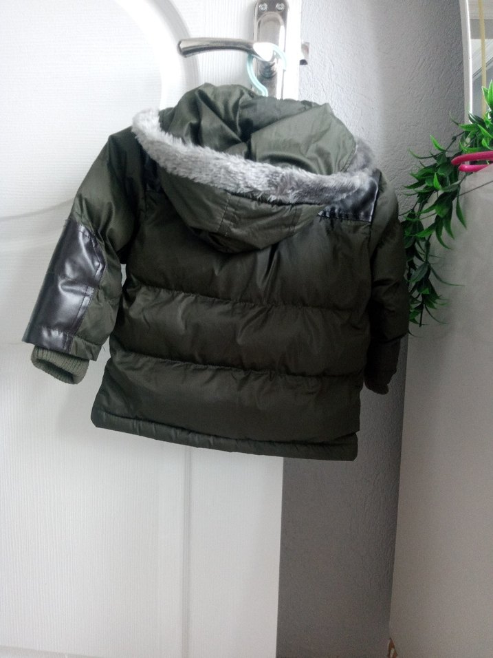 Kürklü Erkek Çocuk yeşil renkli Streetwear Mont - Görsel 3