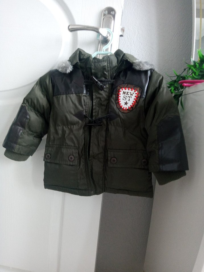 Kürklü Erkek Çocuk yeşil renkli Streetwear Mont - Görsel 2