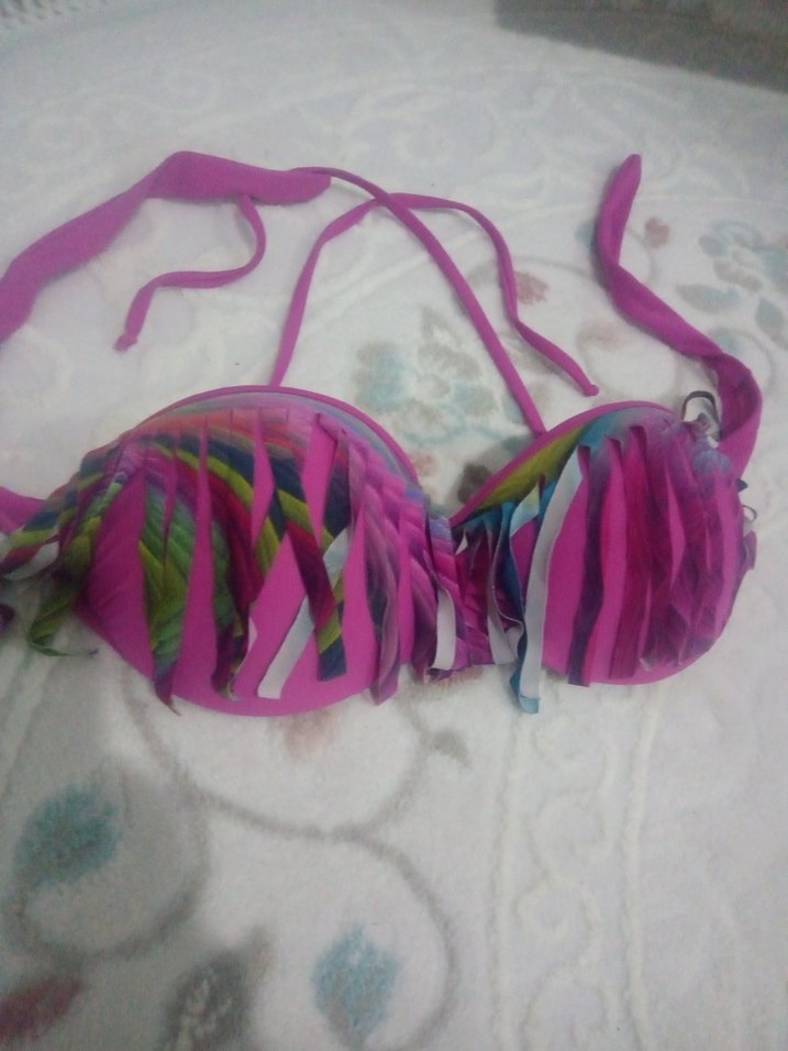 Pembe Bağcıklı Mini Bohem Bikini - Görsel 2