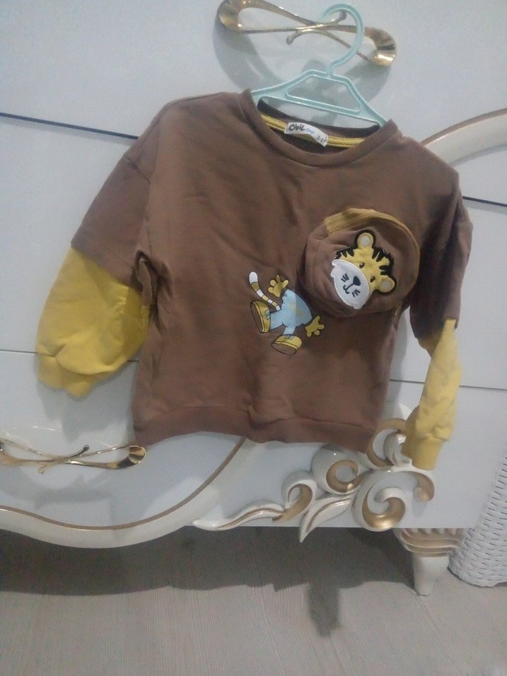 Erkek Çocuk Kahverengi Baskılı Sweatshirt - Görsel 3