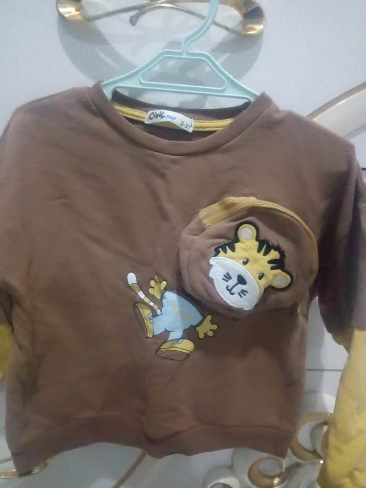 Erkek Çocuk Kahverengi Baskılı Sweatshirt - Görsel 2