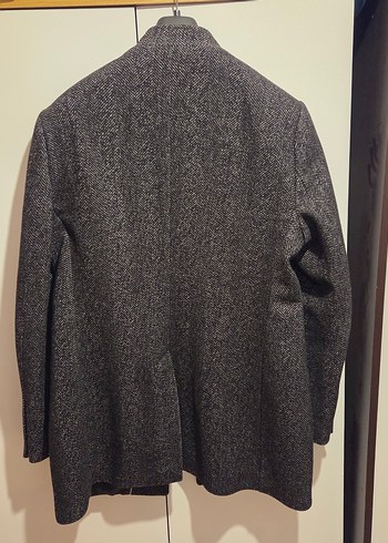 w.collection Düğmeli Gri Yün Erkek Midi Kaban - Görsel 2