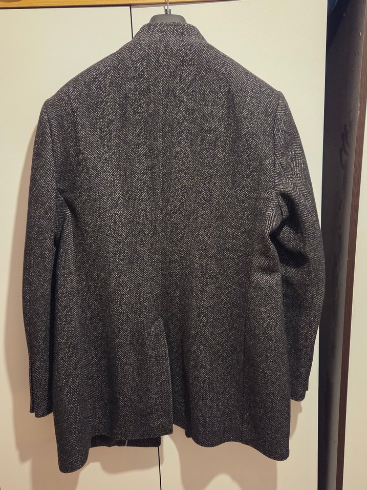 w.collection Düğmeli Gri Yün Erkek Midi Kaban - Görsel 2