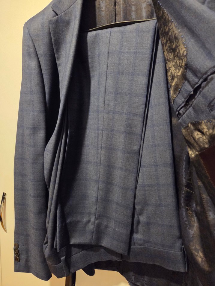 Erkek Koyu mavi Ekoseli takım elbise - Görsel 4