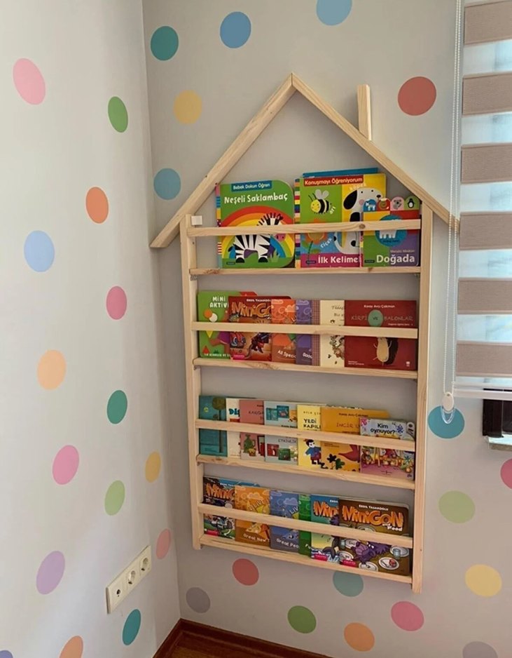 Çocuklar için Çok Renkli Ahşap Kitap Rafı - Görsel 2