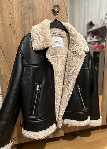 Bershka Kürk Detaylı Kahverengi Deri Kadın Ceket - Görsel 2