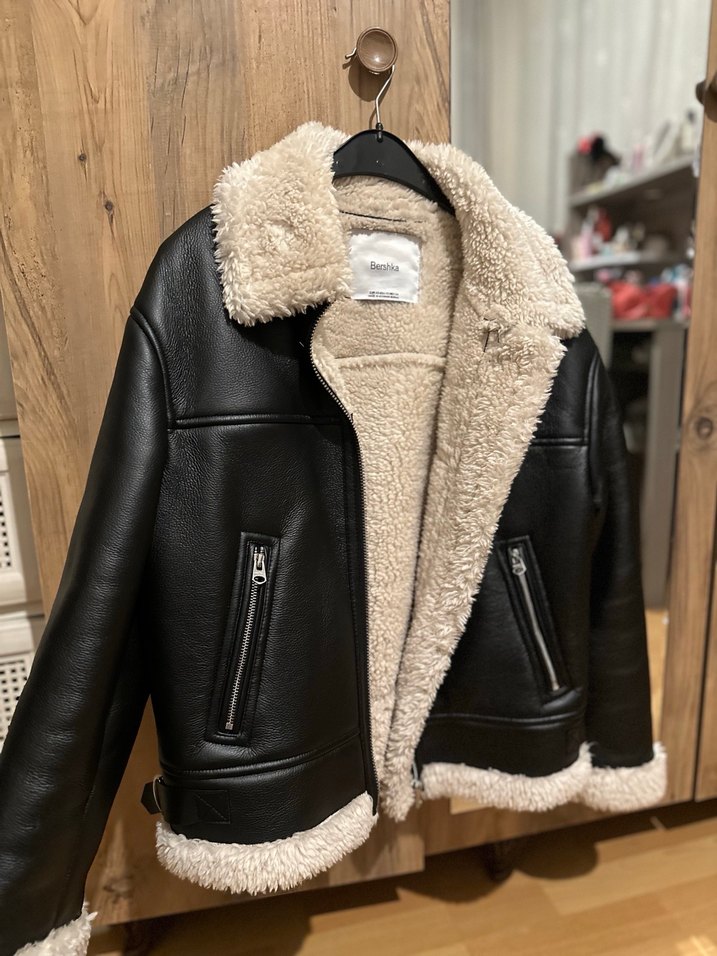 Bershka Kürk Detaylı Kahverengi Deri Kadın Ceket - Görsel 2