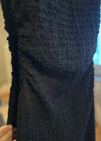 Zara Siyah Örme Kolsuz Uzun Keten Elbise - Görsel 3