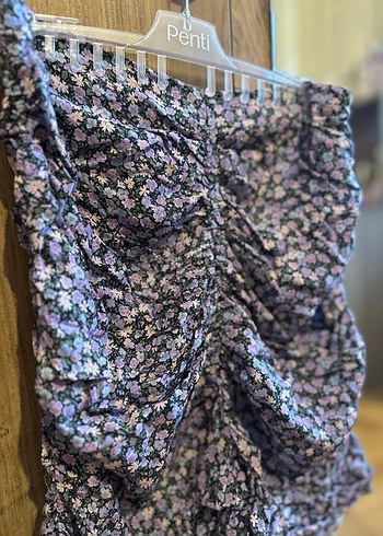 Mango Mor Drapeli Midi Mini Etek - Görsel 2