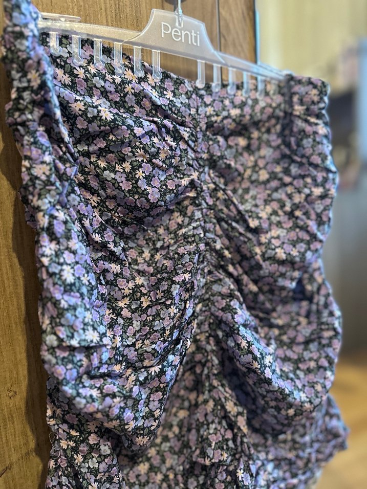 Mango Mor Drapeli Midi Mini Etek - Görsel 2