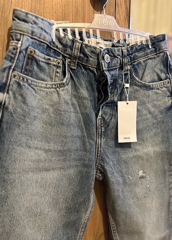 Mango Kadın Gri Mavi Bol Kesim Denim Jean - Görsel 3